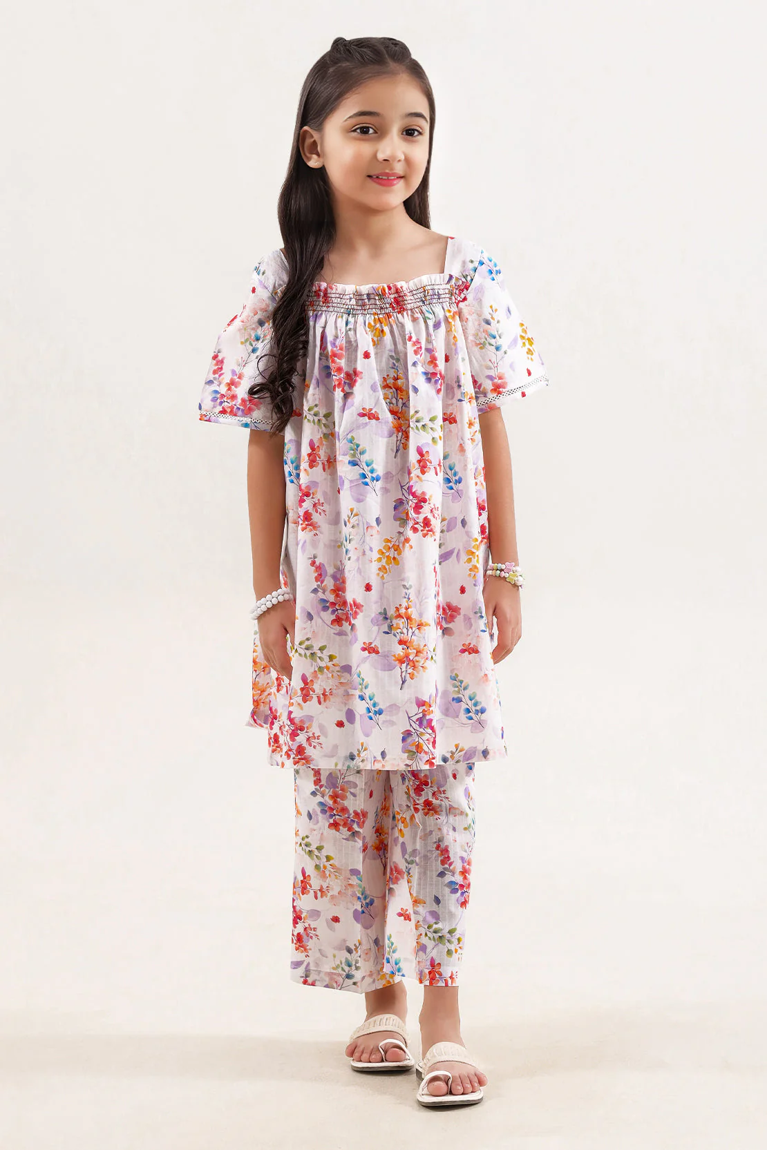 Printed Self Strip Lawn Stitched 2 Piece (Shirt/Trouser) For Kids - Image 3
