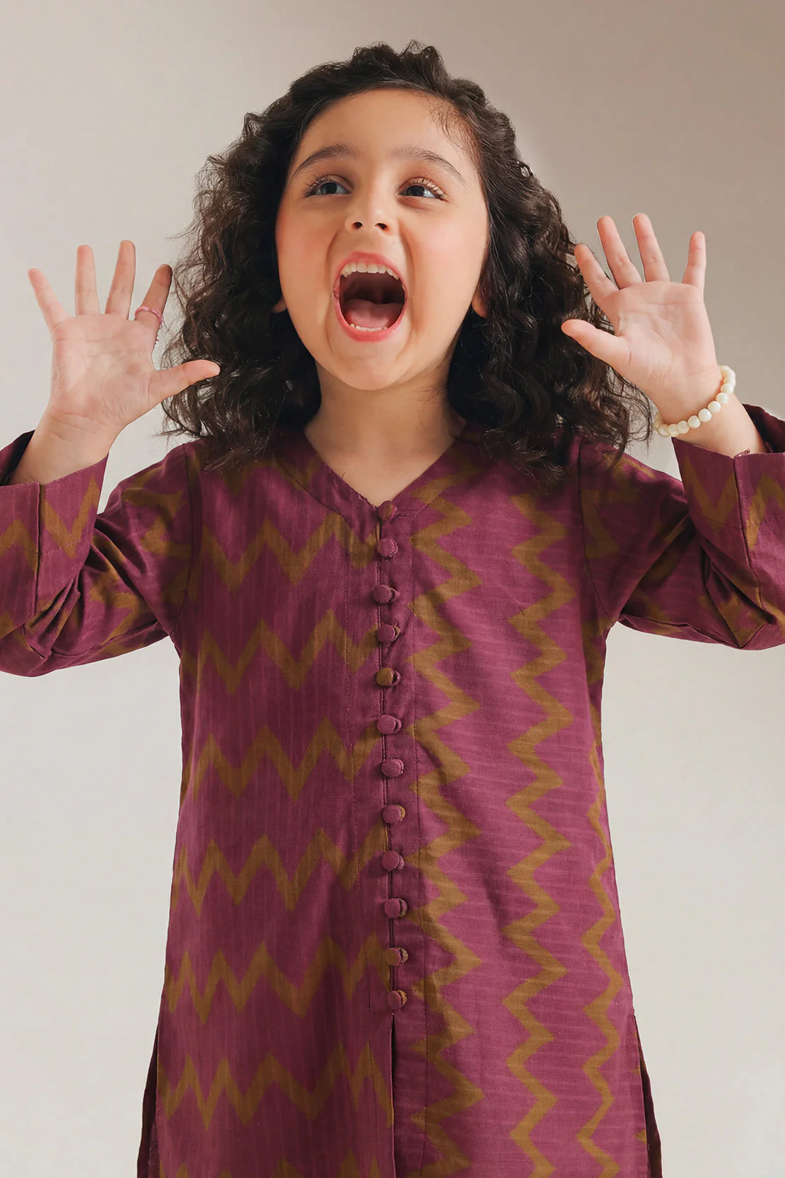 Printed Self Strip Lawn Stitched 2 Piece (Shirt/Trouser) For Kids - Image 2