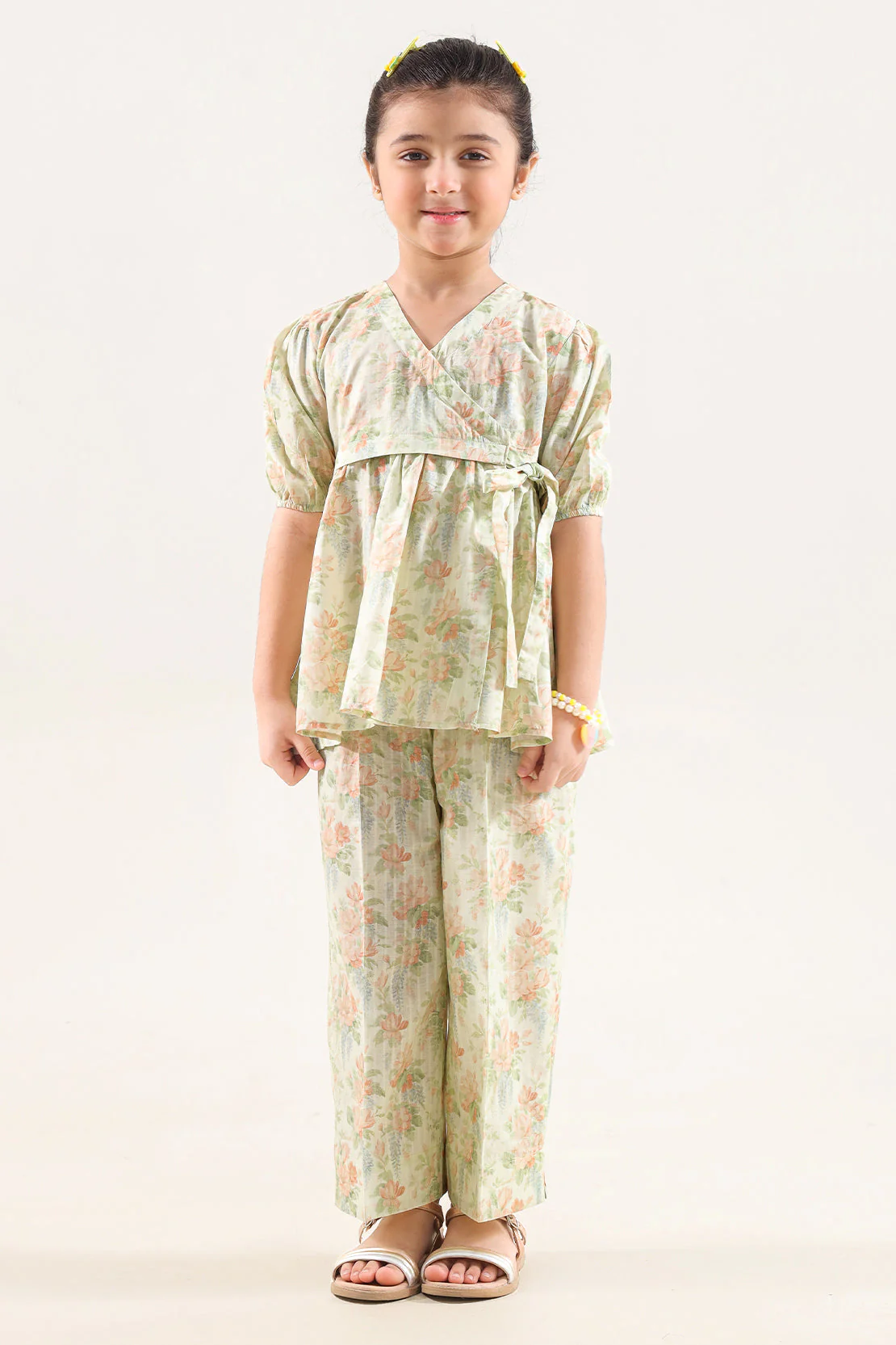 Printed Self Strip Lawn Stitched 2 Piece (Shirt/Trouser) For Kids