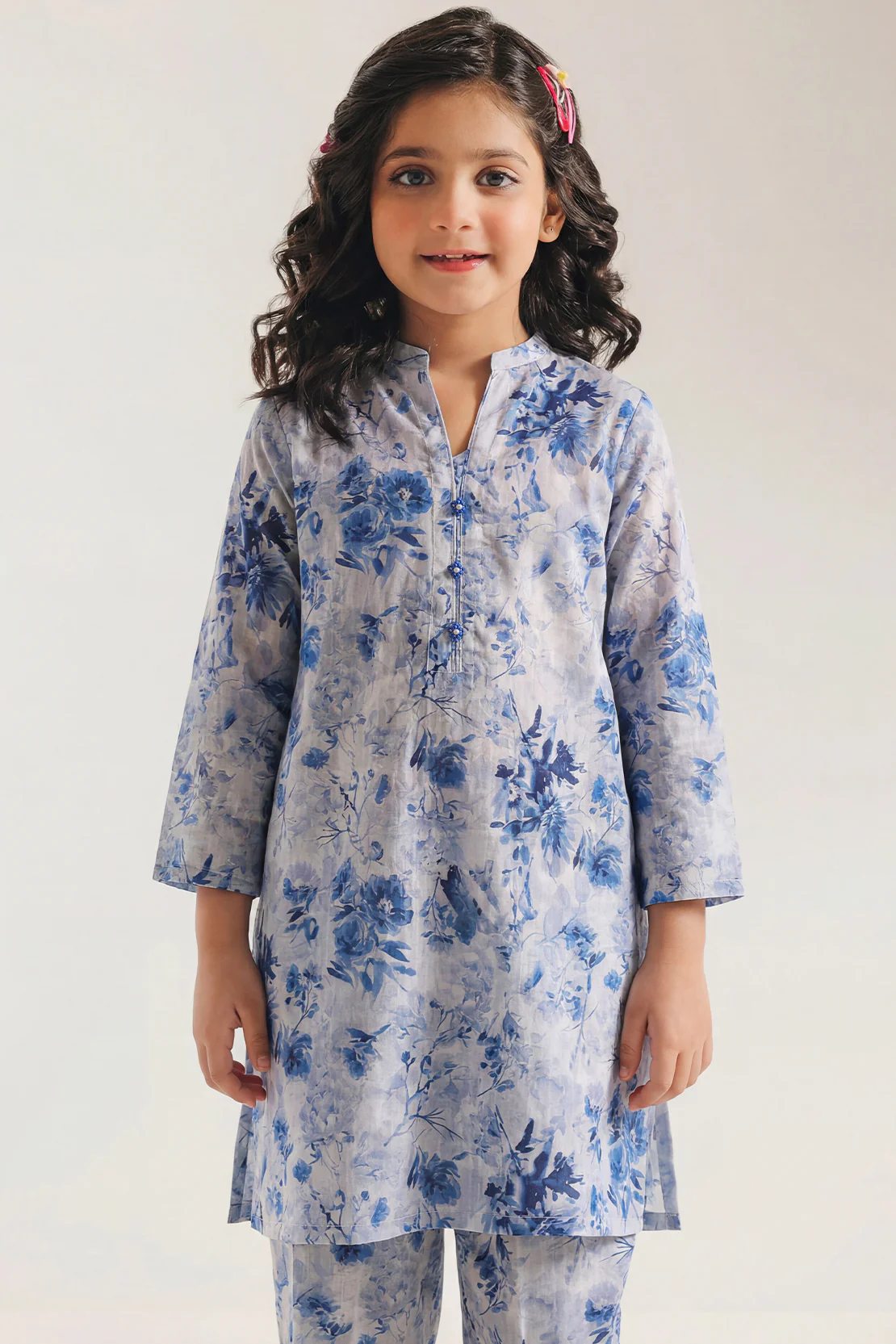 Printed Self Strip Lawn Stitched 2 Piece (Shirt/Trouser) For Kids - Image 3