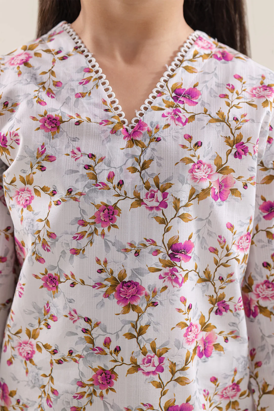 Printed Self Strip Lawn Stitched 2 Piece (Shirt/Trouser) For Kids - Image 3