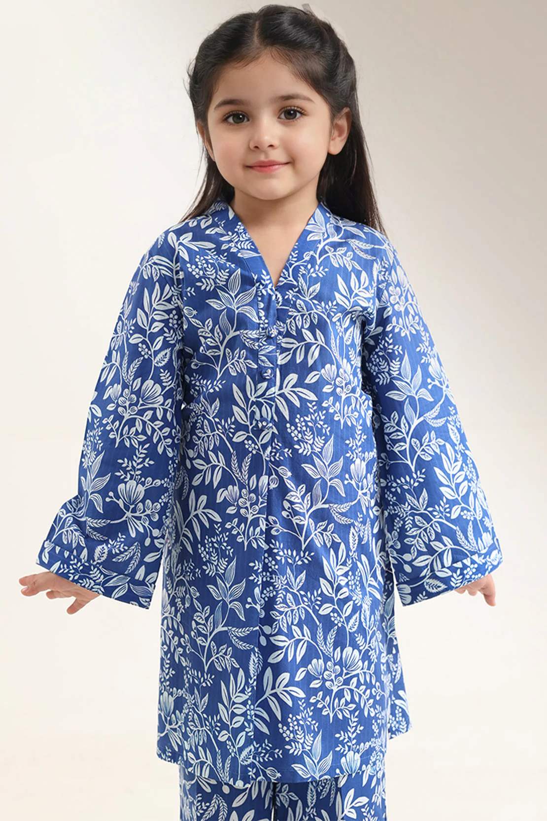 Printed Self Strip Lawn Stitched 2 Piece (Shirt/Trouser) For Kids - Image 2