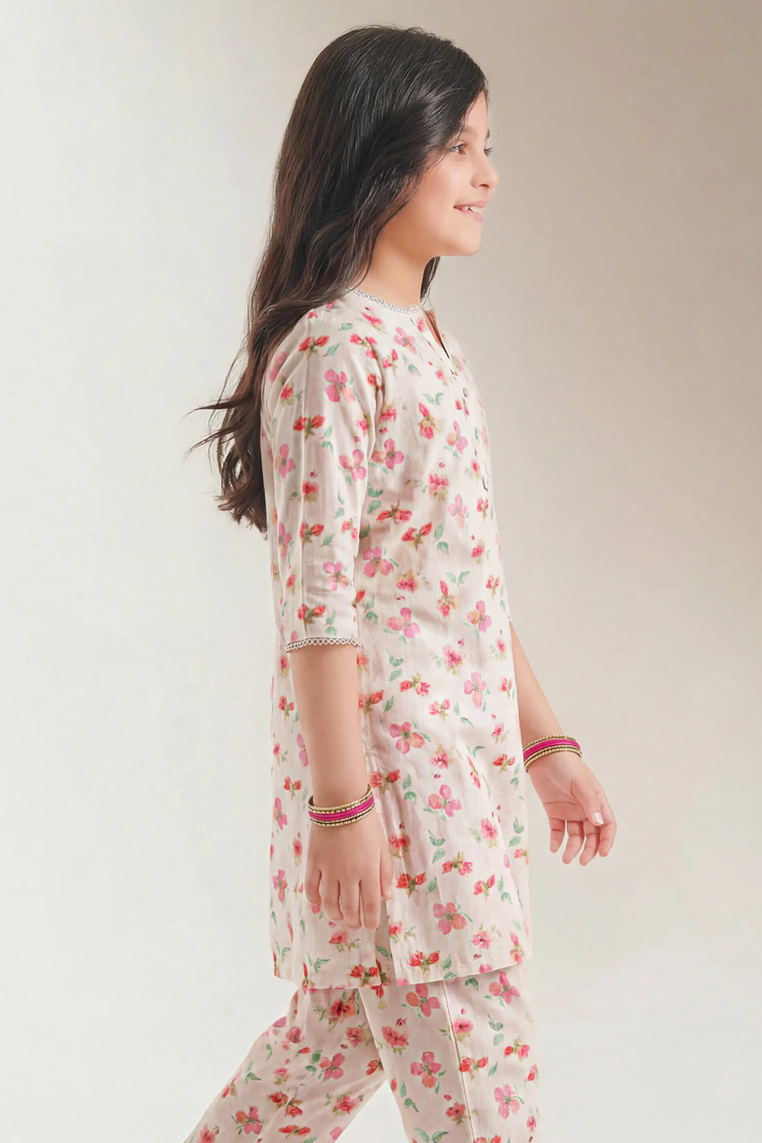 Printed Self Strip Lawn Stitched 2 Piece (Shirt/Trouser) For Kids - Image 2