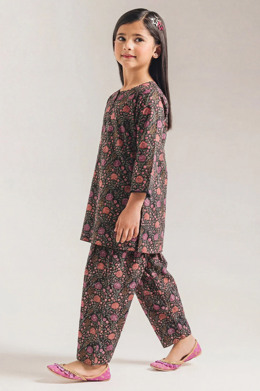 Printed Self Strip Lawn Stitched 2 Piece (Shirt/Trouser) For Kids - Image 2