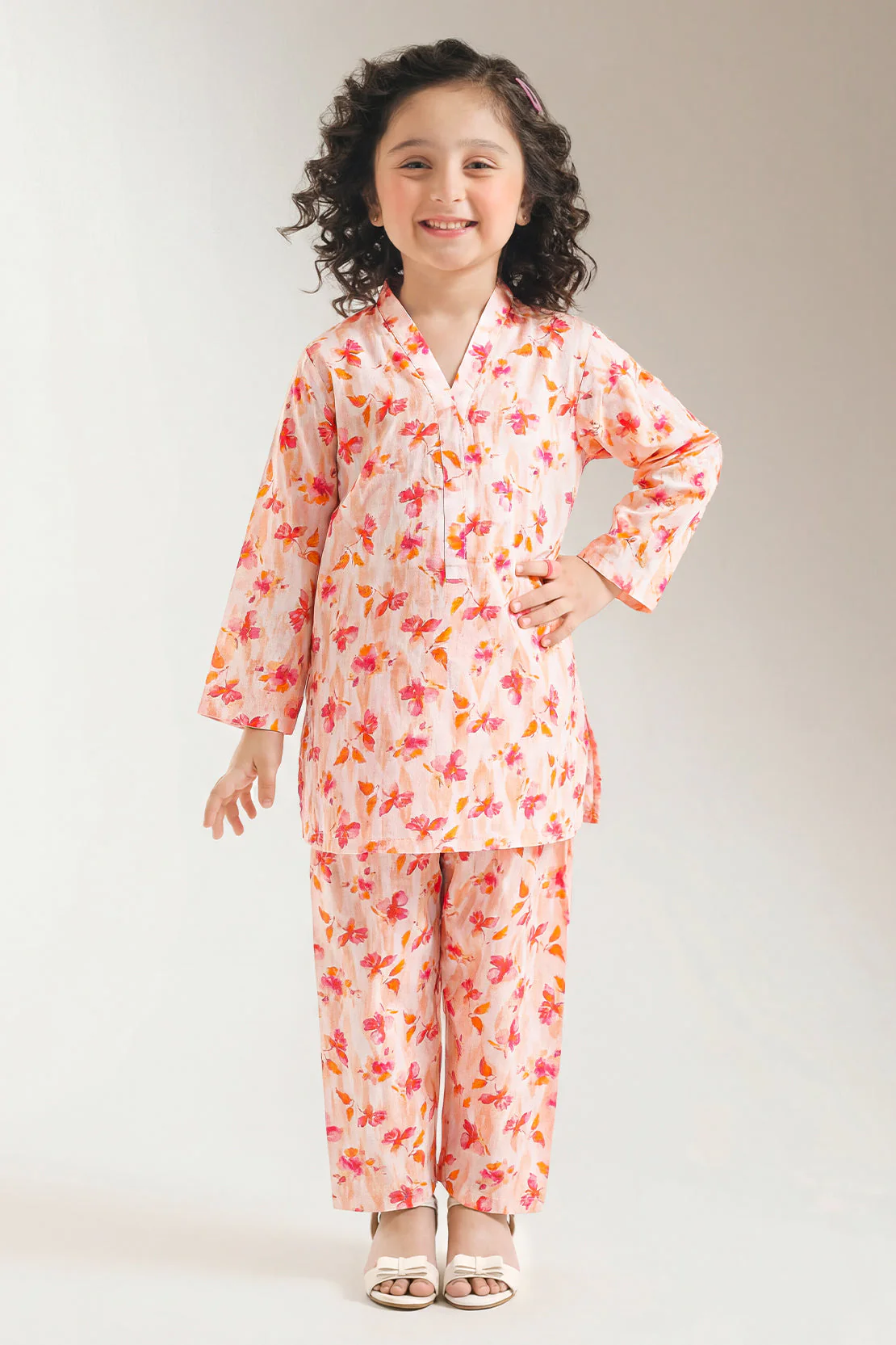 Printed Self Strip Lawn Stitched 2 Piece (Shirt/Trouser) For Kids