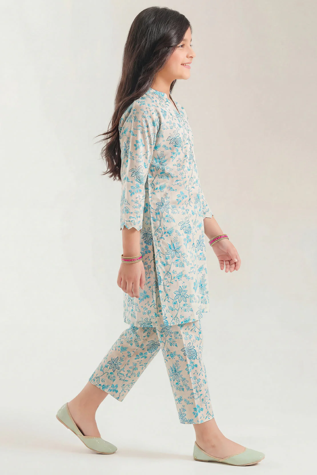 Printed Self Strip Lawn Stitched 2 Piece (Shirt/Trouser) For Kids - Image 3