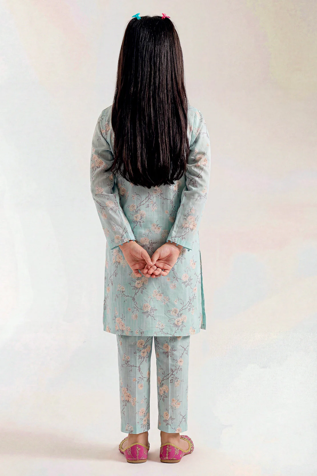 Printed Self Strip Lawn Stitched 2 Piece (Shirt/Trouser) For Kids - Image 5