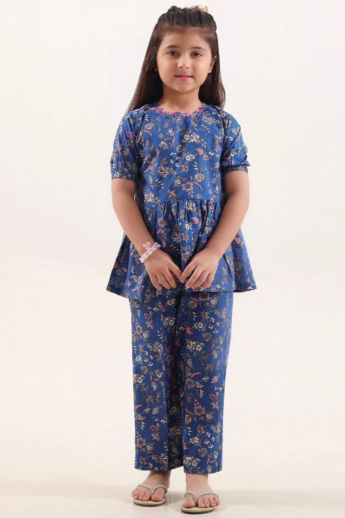 Printed Self Strip Lawn Stitched 2 Piece (Shirt/Trouser) For Kids