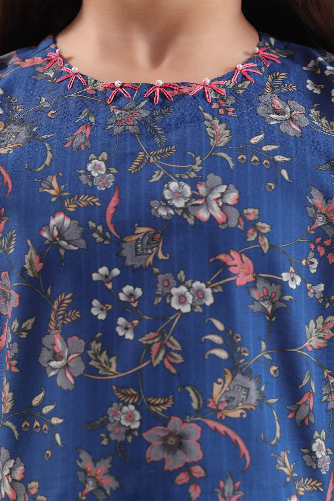 Printed Self Strip Lawn Stitched 2 Piece (Shirt/Trouser) For Kids - Image 3