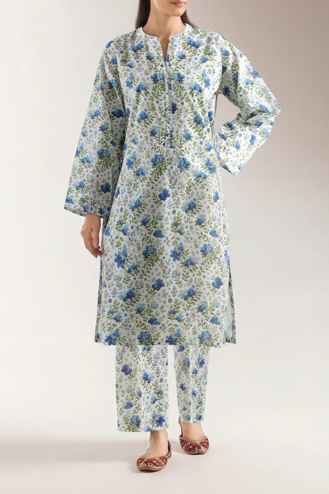 Printed Self Strip Lawn Stitched 2 Piece (Shirt/Trouser)