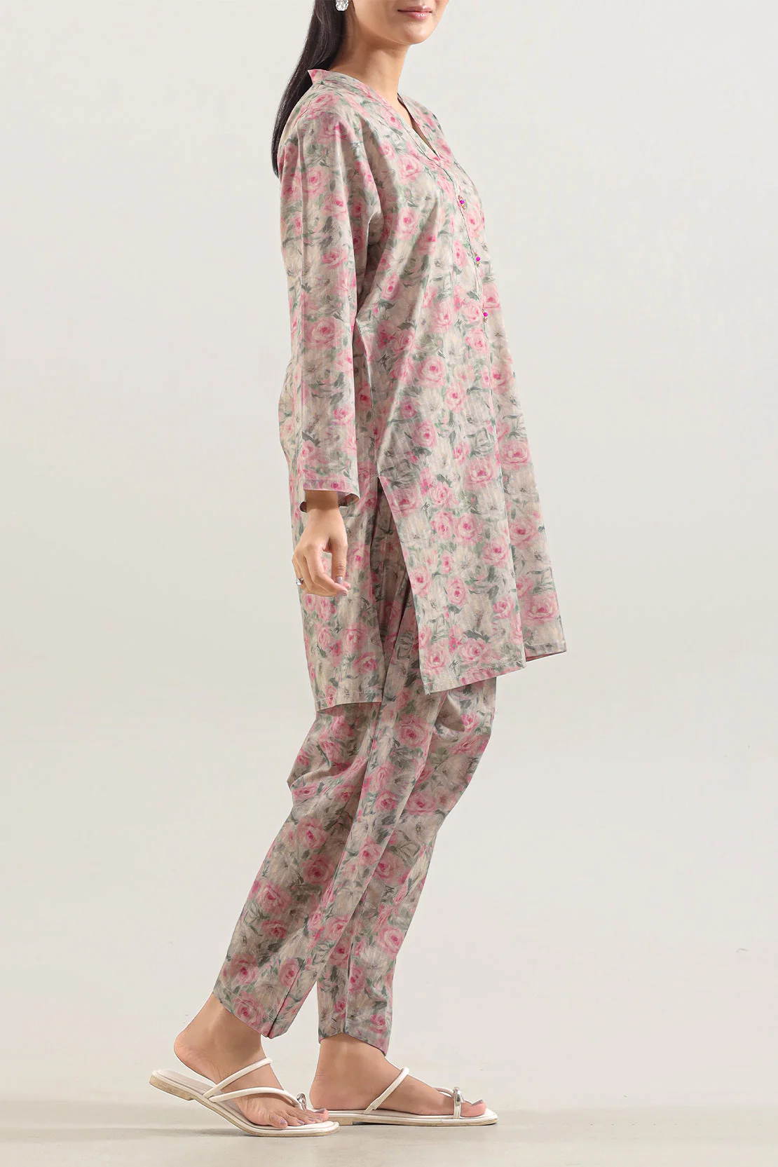 Printed Self Strip Lawn Stitched 2 Piece (Shirt/Trouser) - Image 3