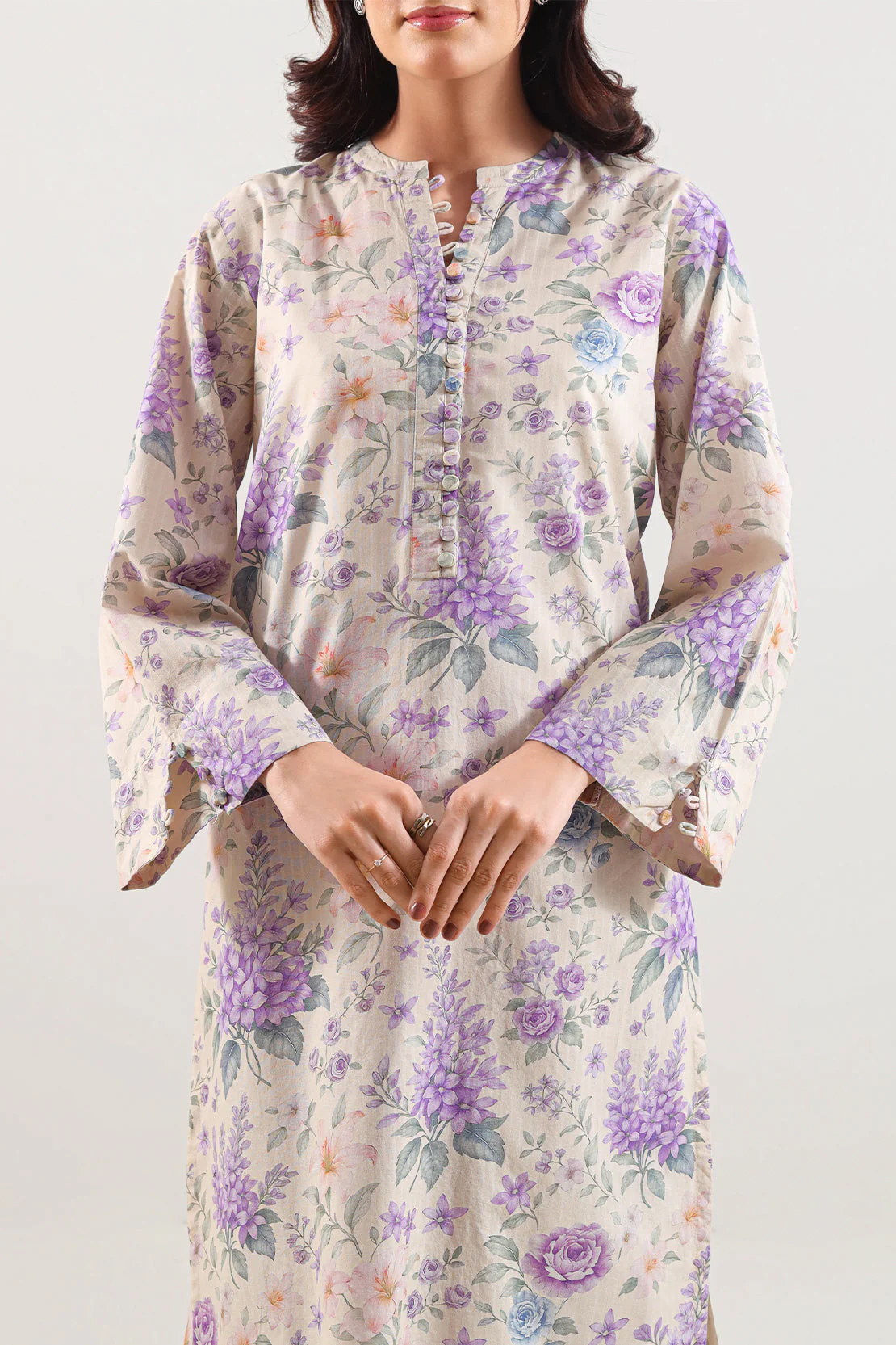 Printed Self Strip Lawn Stitched 2 Piece (Shirt/Trouser) - Image 2