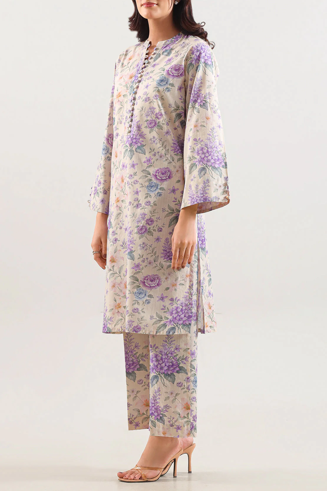 Printed Self Strip Lawn Stitched 2 Piece (Shirt/Trouser) - Image 3