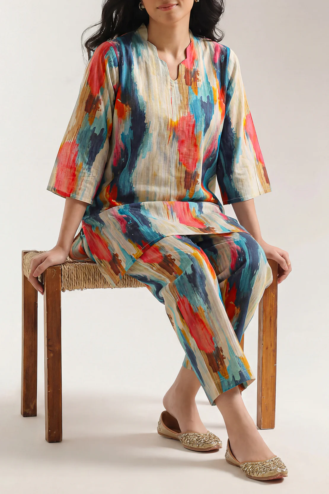 Printed Self Strip Lawn Stitched 2 Piece (Shirt/Trouser)