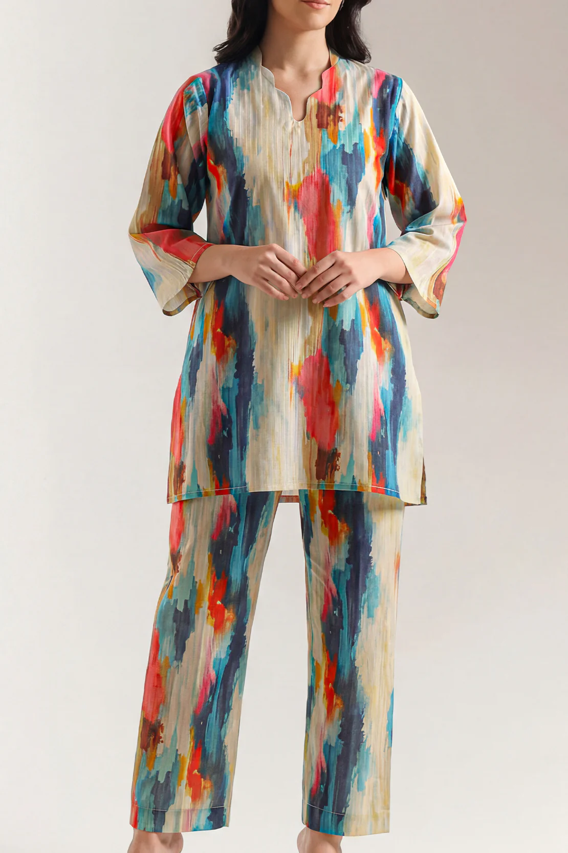 Printed Self Strip Lawn Stitched 2 Piece (Shirt/Trouser) - Image 2