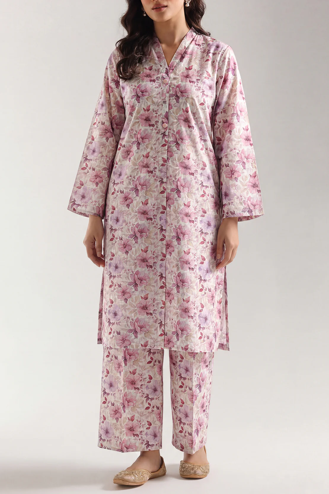 Printed Self Strip Lawn Stitched 2 Piece (Shirt/Trouser)