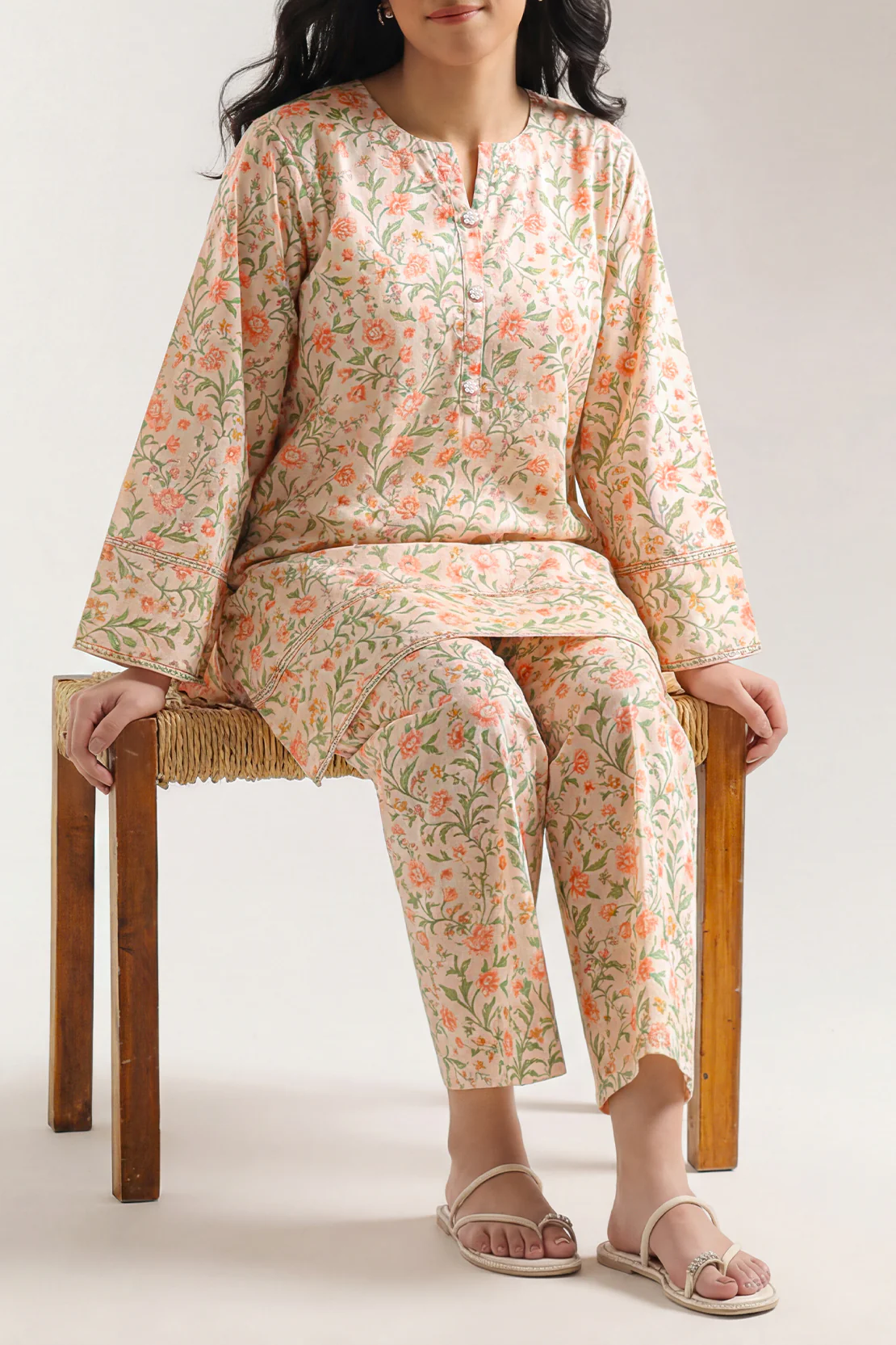 Printed Self Strip Lawn Stitched 2 Piece (Shirt/Trouser) - Image 3