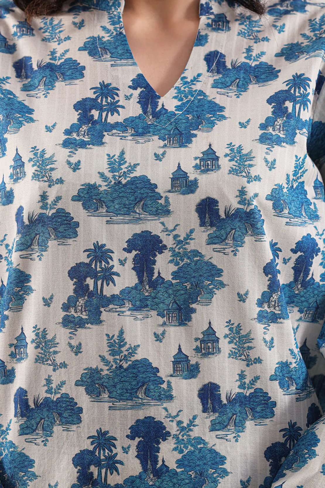 Printed Self Strip Lawn Stitched 2 Piece (Shirt/Trouser) - Image 4