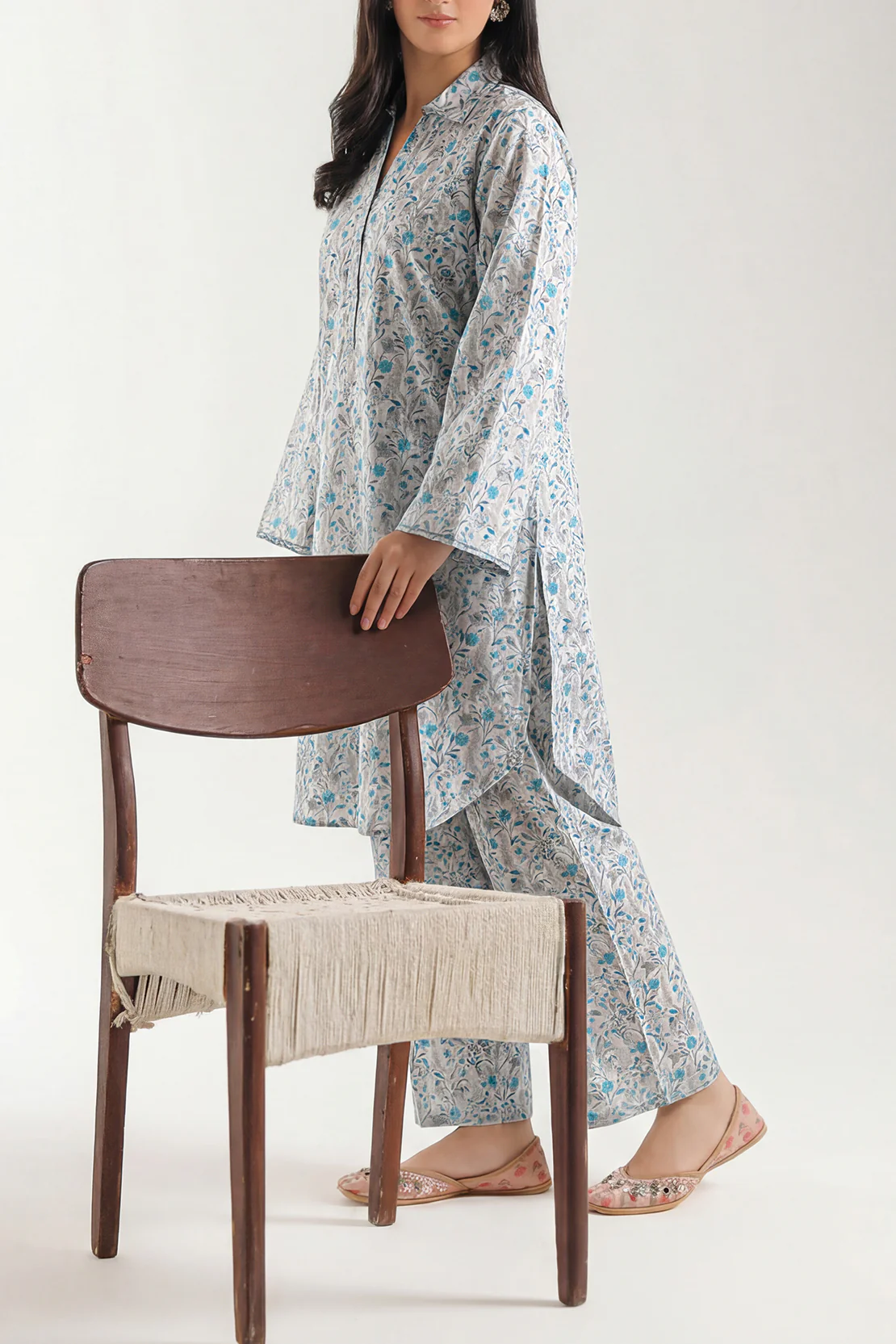 Printed Self Strip Lawn Stitched 2 Piece (Shirt/Trouser) - Image 2