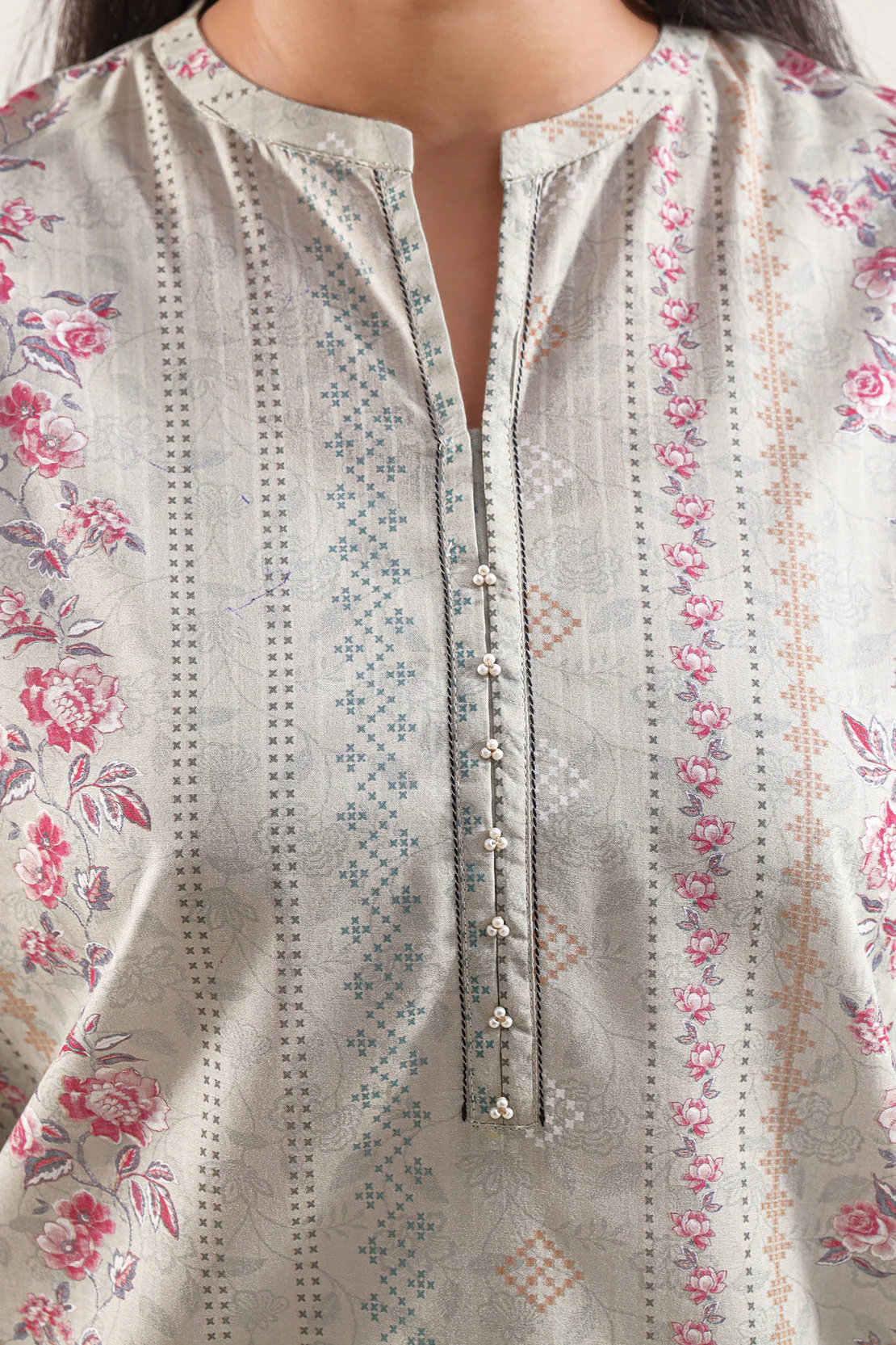 Printed Self Strip Lawn Stitched 2 Piece (Shirt/Trouser) - Image 3