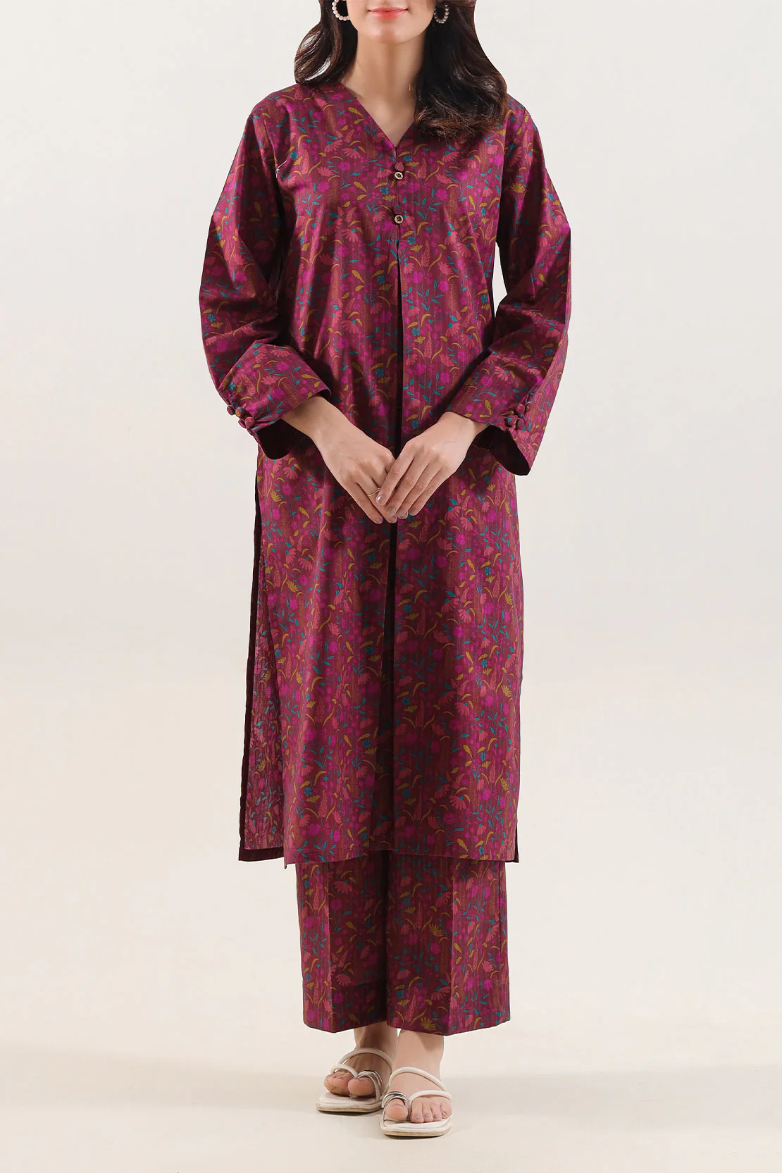 Printed Self Strip Lawn Stitched 2 Piece (Shirt/Trouser) - Image 2