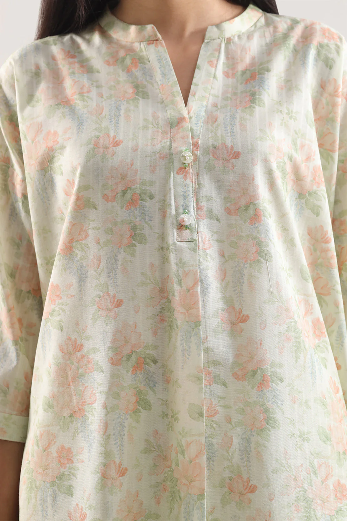 Printed Self Strip Lawn Stitched 2 Piece (Shirt/Trouser) - Image 3