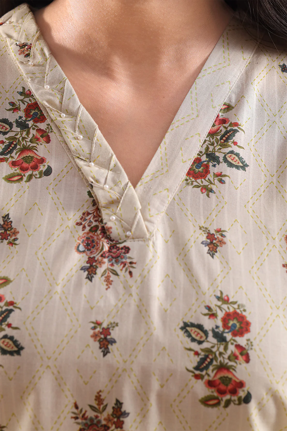 Printed Self Strip Lawn Stitched 2 Piece (Shirt/Trouser) - Image 3