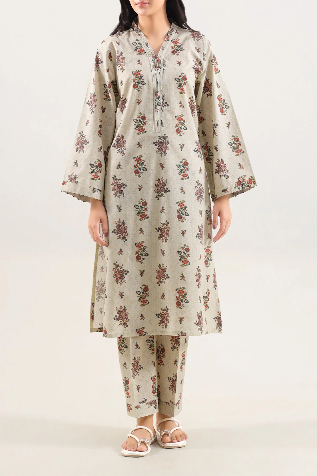 Printed Self Strip Lawn Stitched 2 Piece (Shirt/Trouser)
