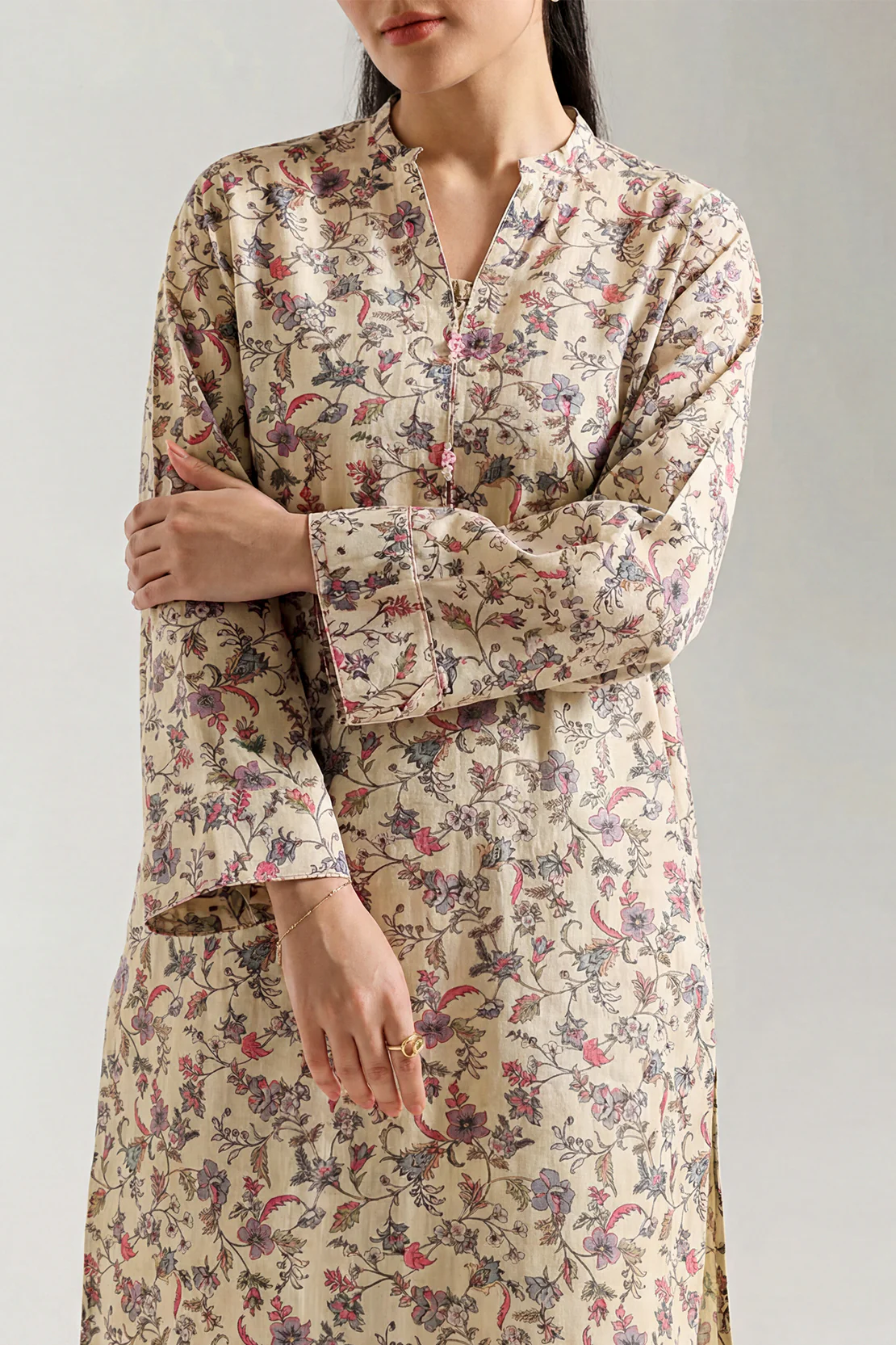 Printed Self Strip Lawn Stitched 2 Piece (Shirt/Trouser)