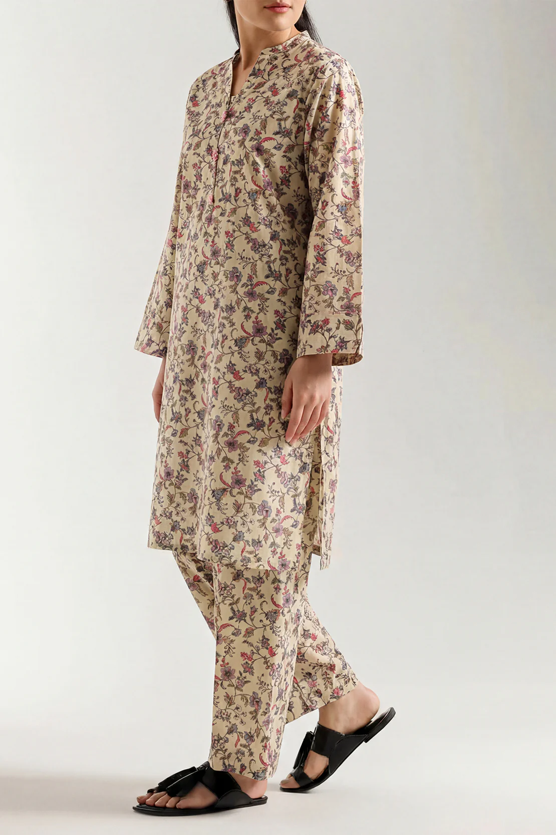 Printed Self Strip Lawn Stitched 2 Piece (Shirt/Trouser) - Image 2