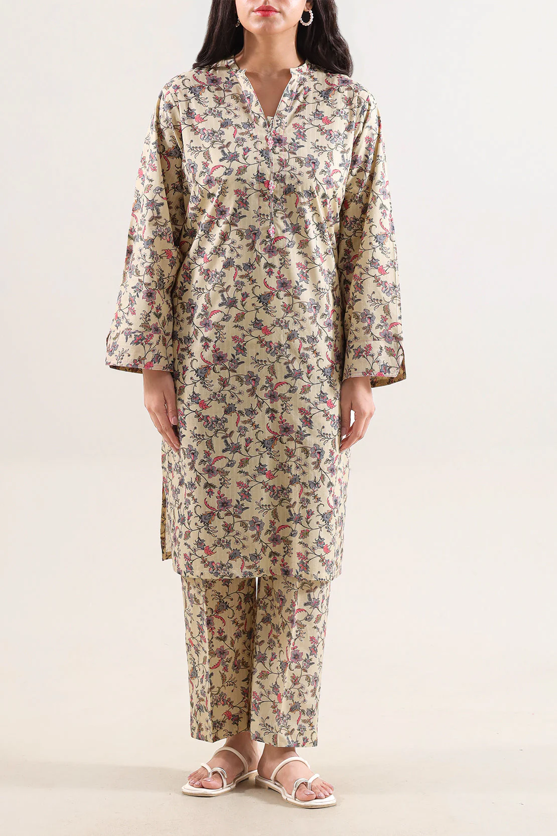 Printed Self Strip Lawn Stitched 2 Piece (Shirt/Trouser) - Image 3