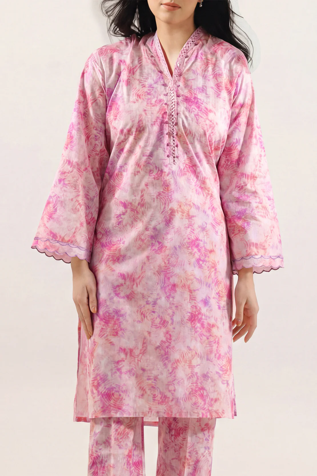 Printed Self Strip Lawn Stitched 2 Piece (Shirt/Trouser) - Image 2