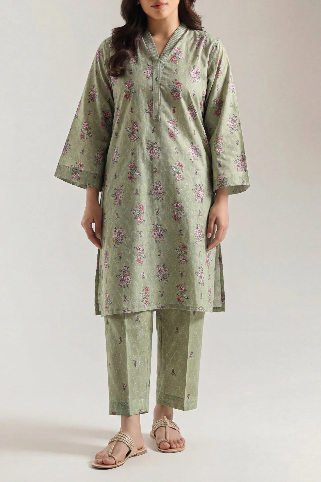 Printed Self Strip Lawn Stitched 2 Piece (Shirt/Trouser) - Image 2
