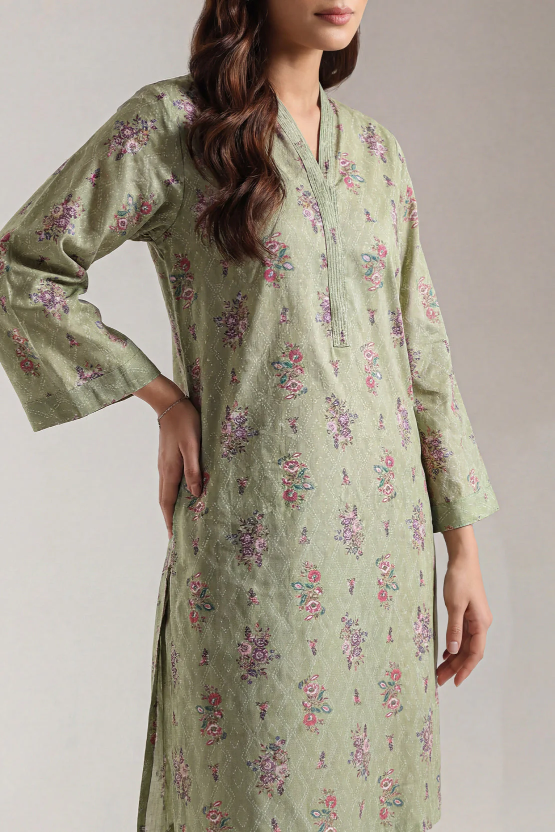 Printed Self Strip Lawn Stitched 2 Piece (Shirt/Trouser) - Image 3