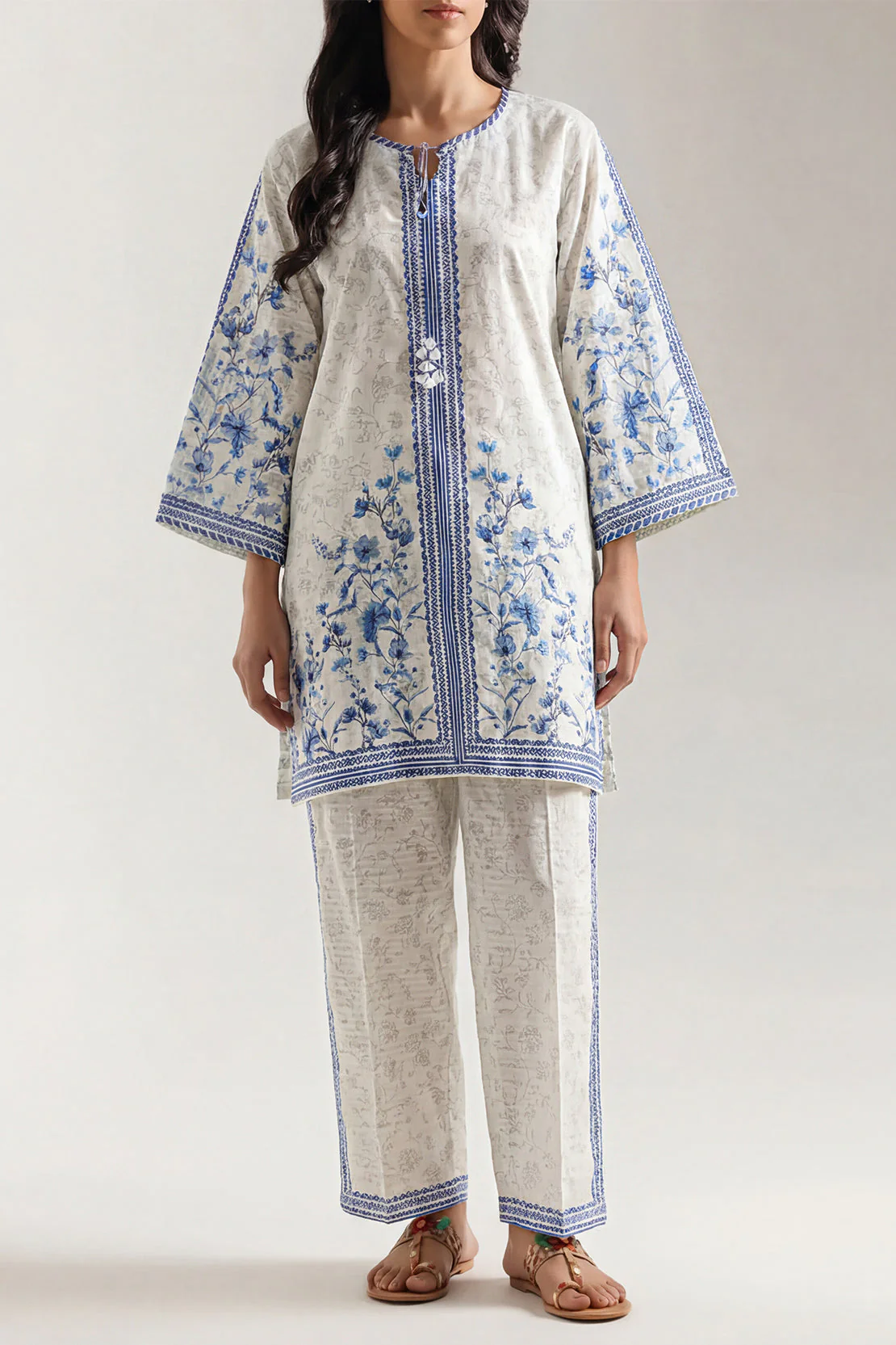 Printed Self Strip Lawn Stitched 2 Piece (Shirt/Trouser) - Image 2