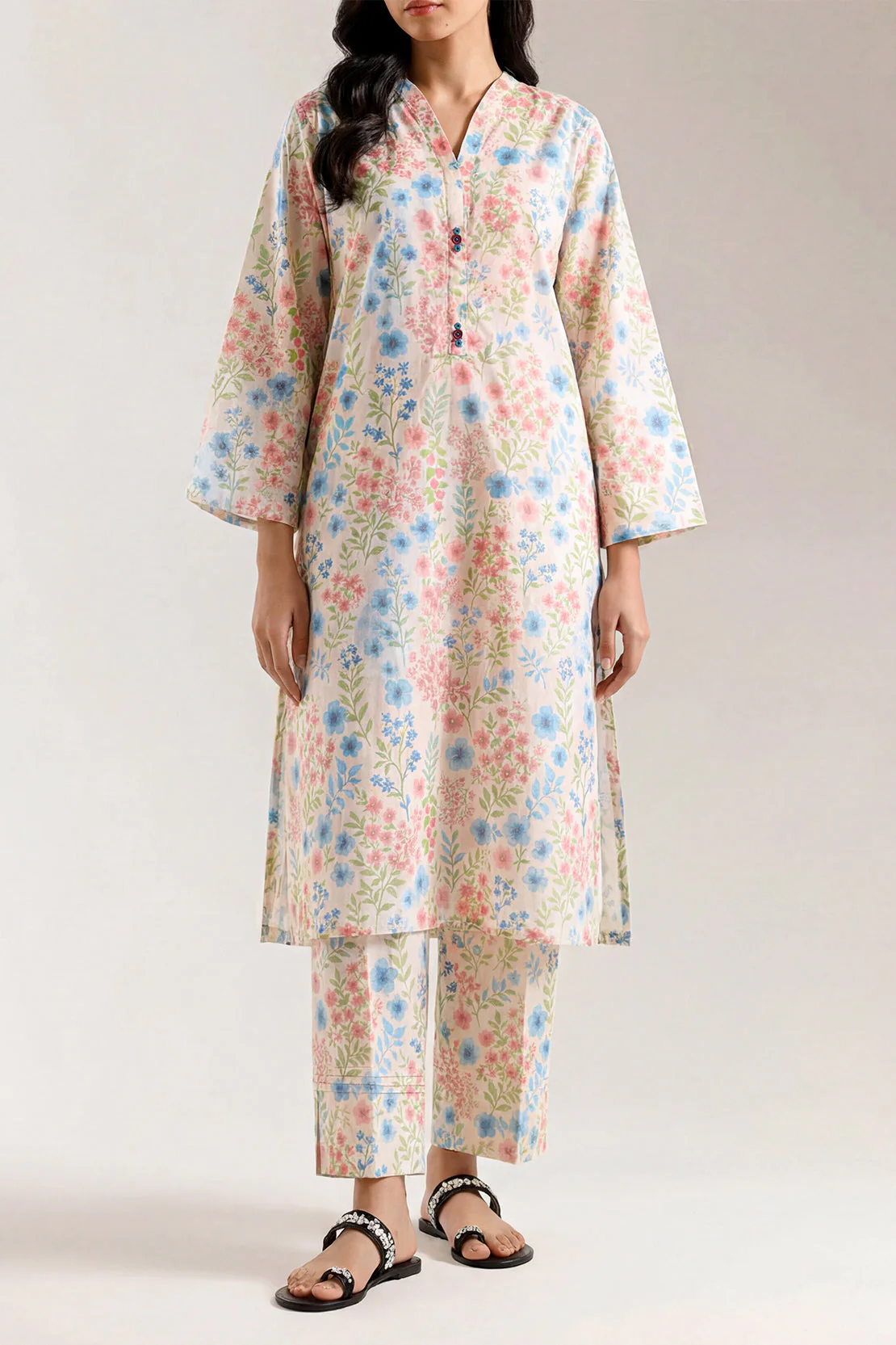 Printed Self Strip Lawn Stitched 2 Piece (Shirt/Trouser) - Image 3