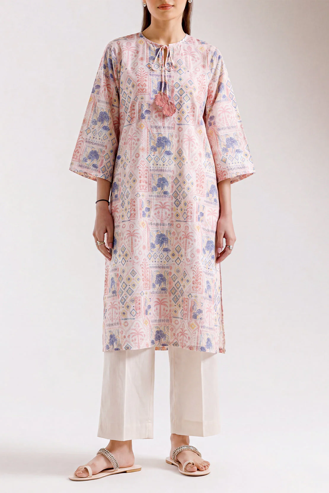 Printed Self Strip Lawn Stitched 2 Piece (Shirt/Trouser)