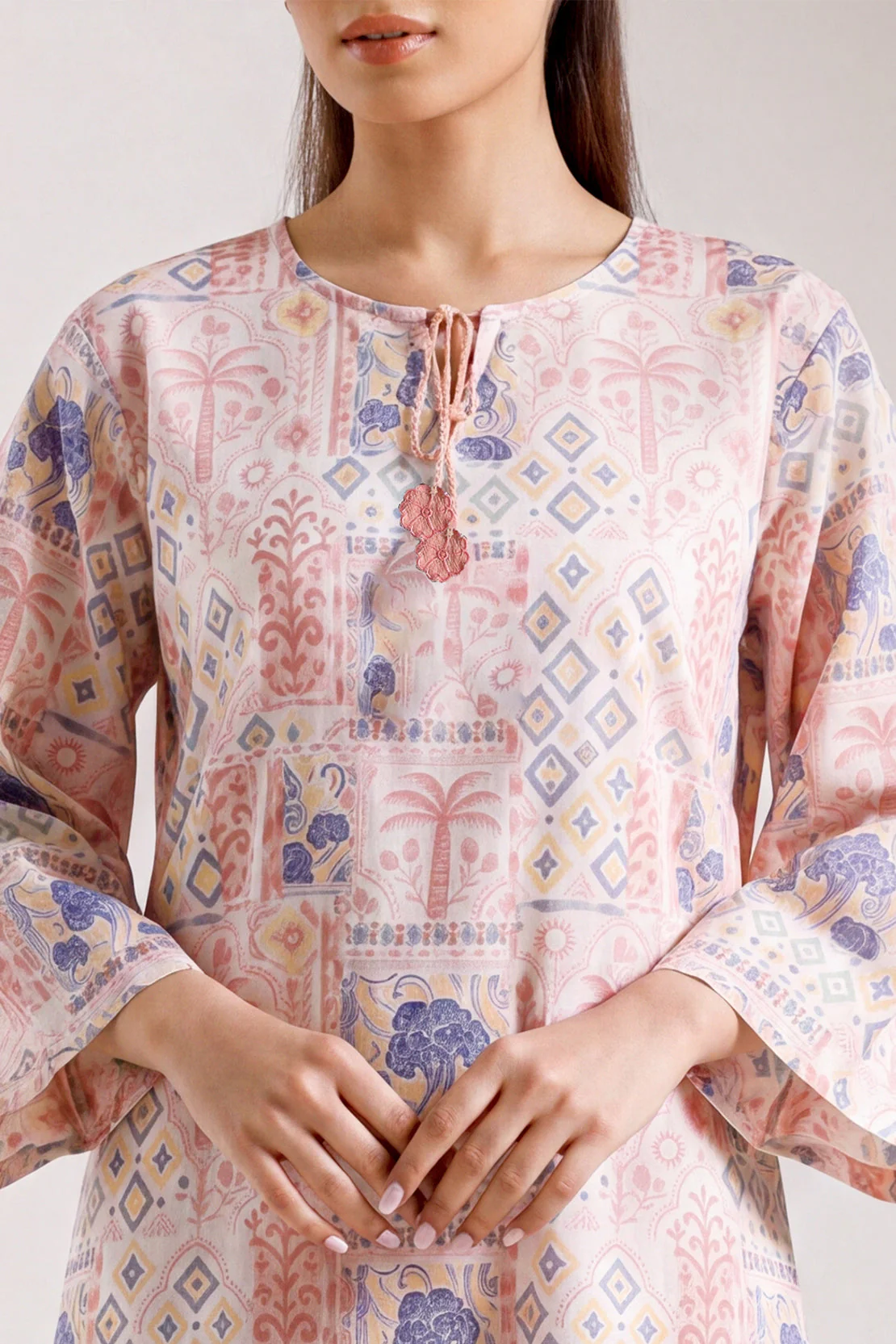 Printed Self Strip Lawn Stitched 2 Piece (Shirt/Trouser) - Image 2