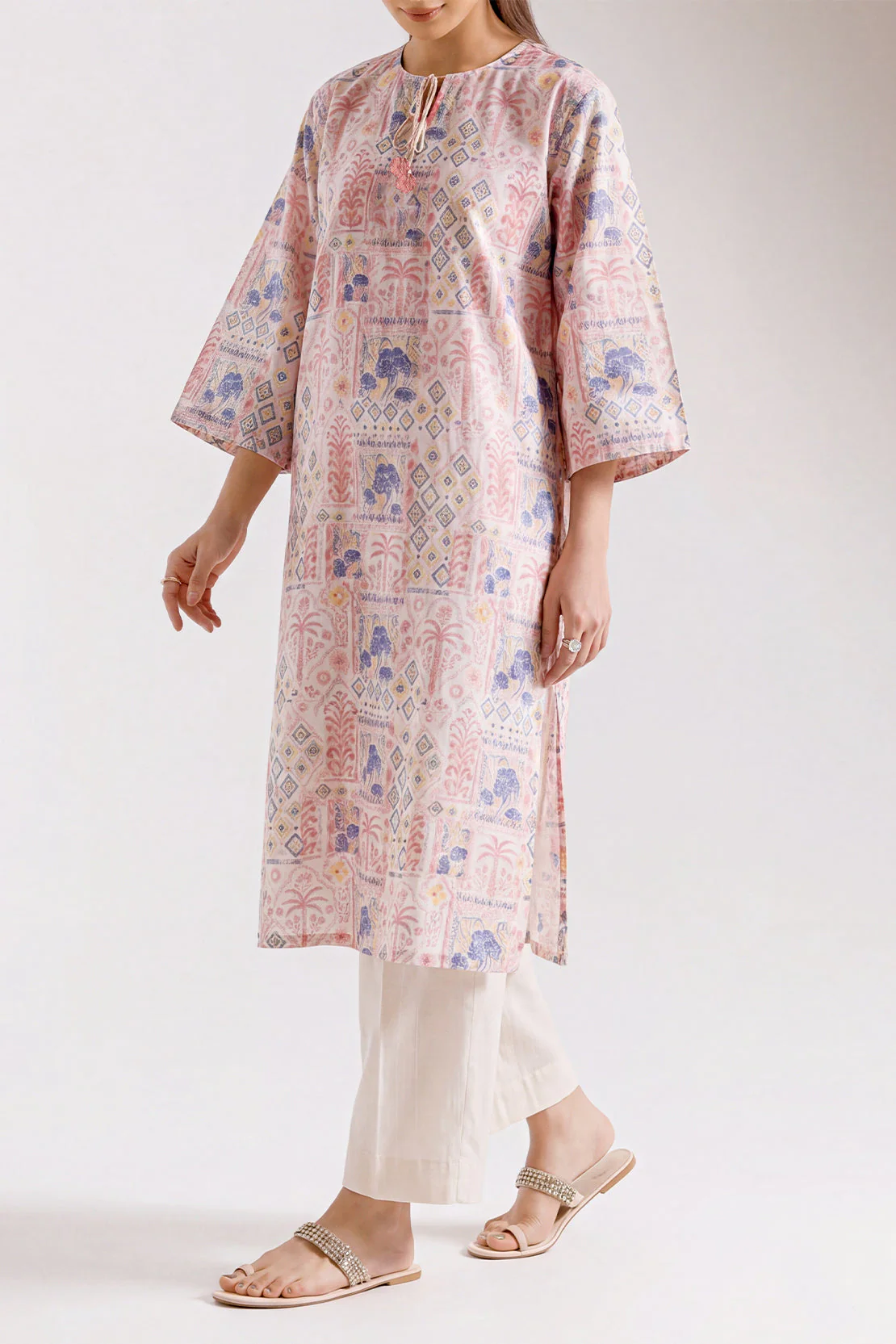 Printed Self Strip Lawn Stitched 2 Piece (Shirt/Trouser) - Image 3