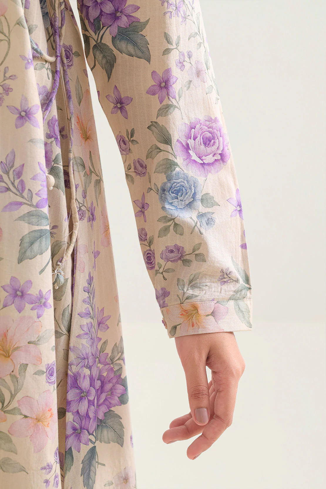 Printed Self Strip Lawn Stitched Dress - Image 4