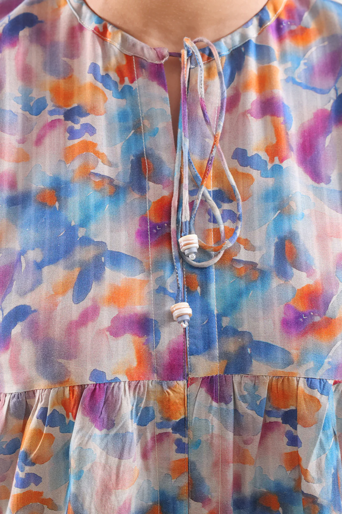 Printed Self Strip Lawn Stitched Dress - Image 3