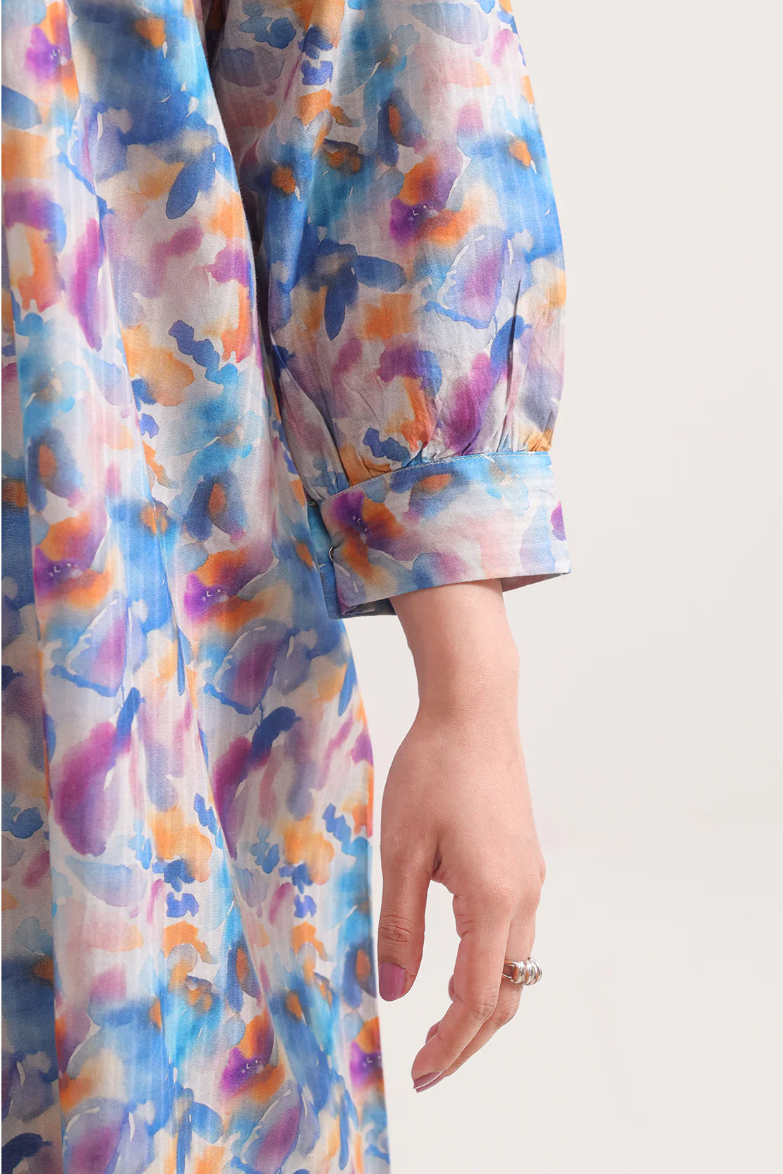 Printed Self Strip Lawn Stitched Dress - Image 4
