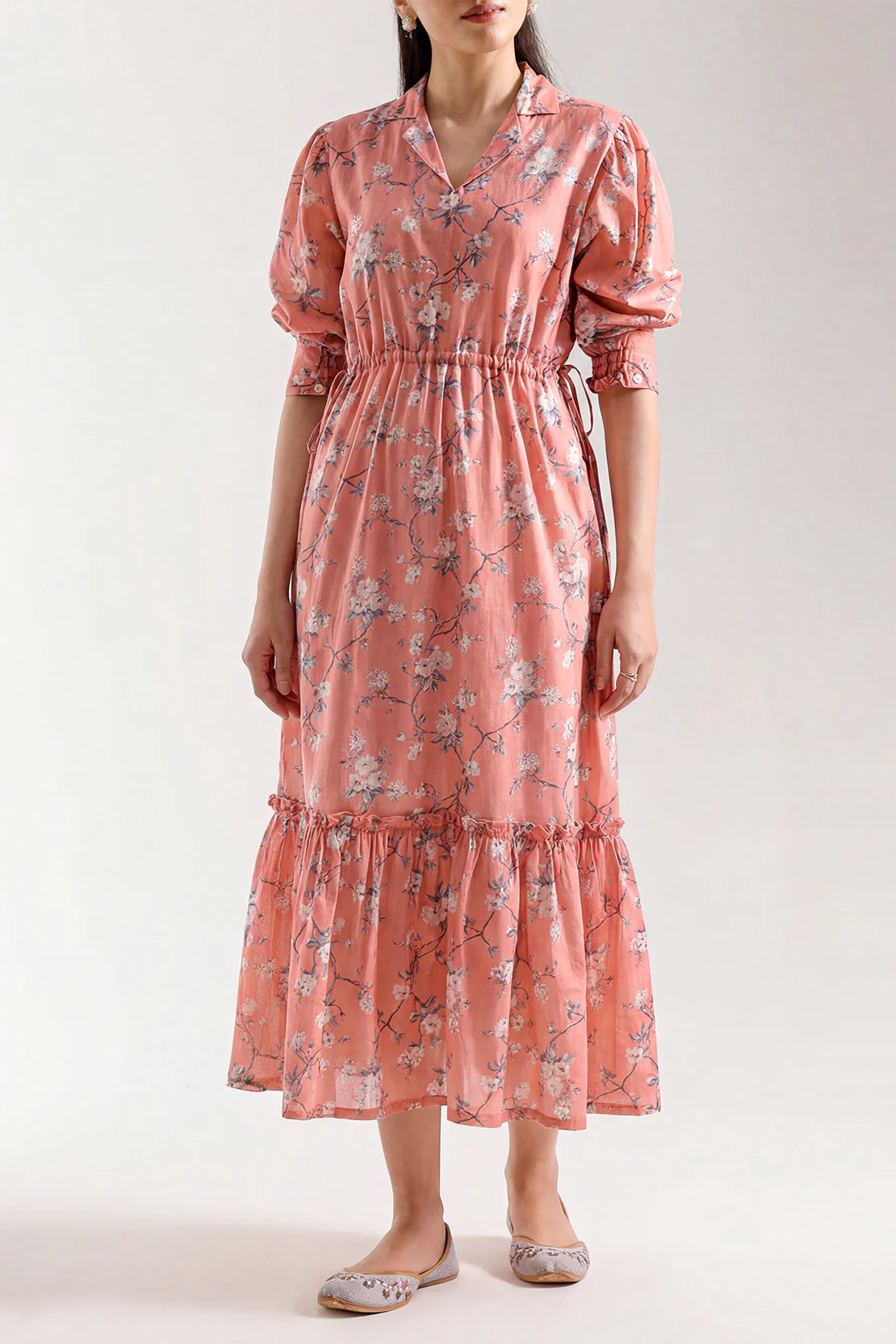 Printed Self Strip Lawn Stitched Dress - Image 2