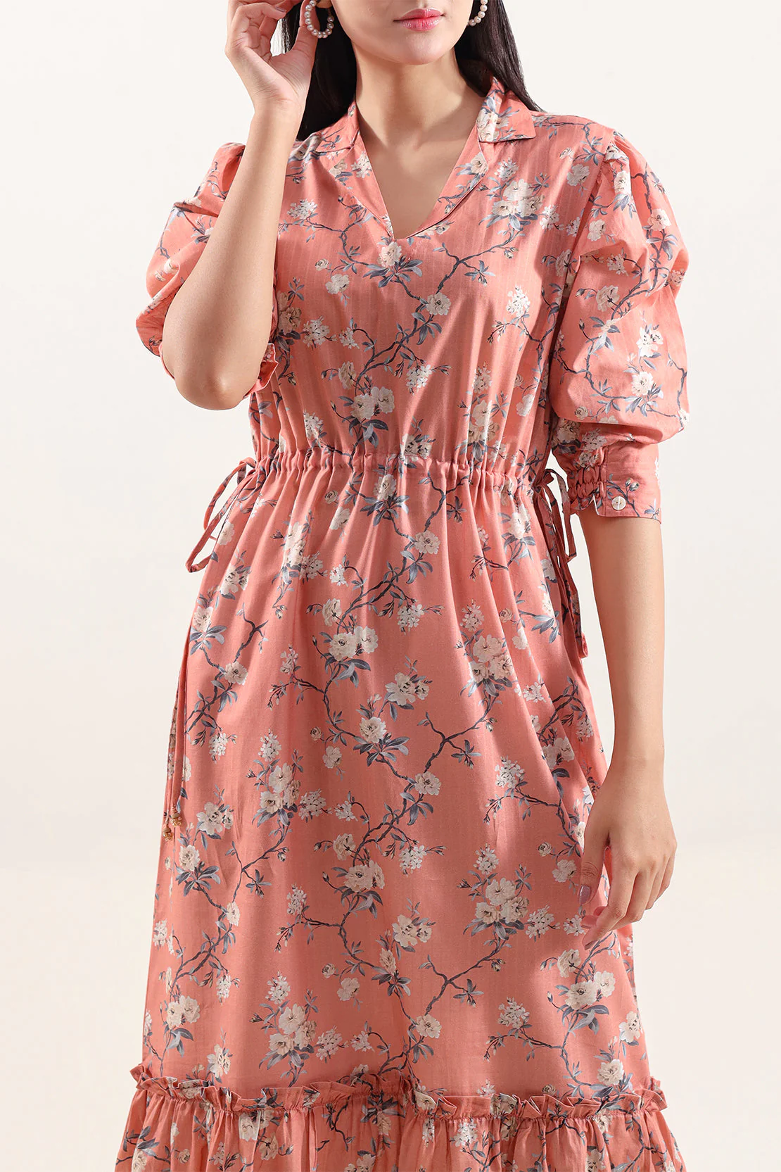 Printed Self Strip Lawn Stitched Dress - Image 3