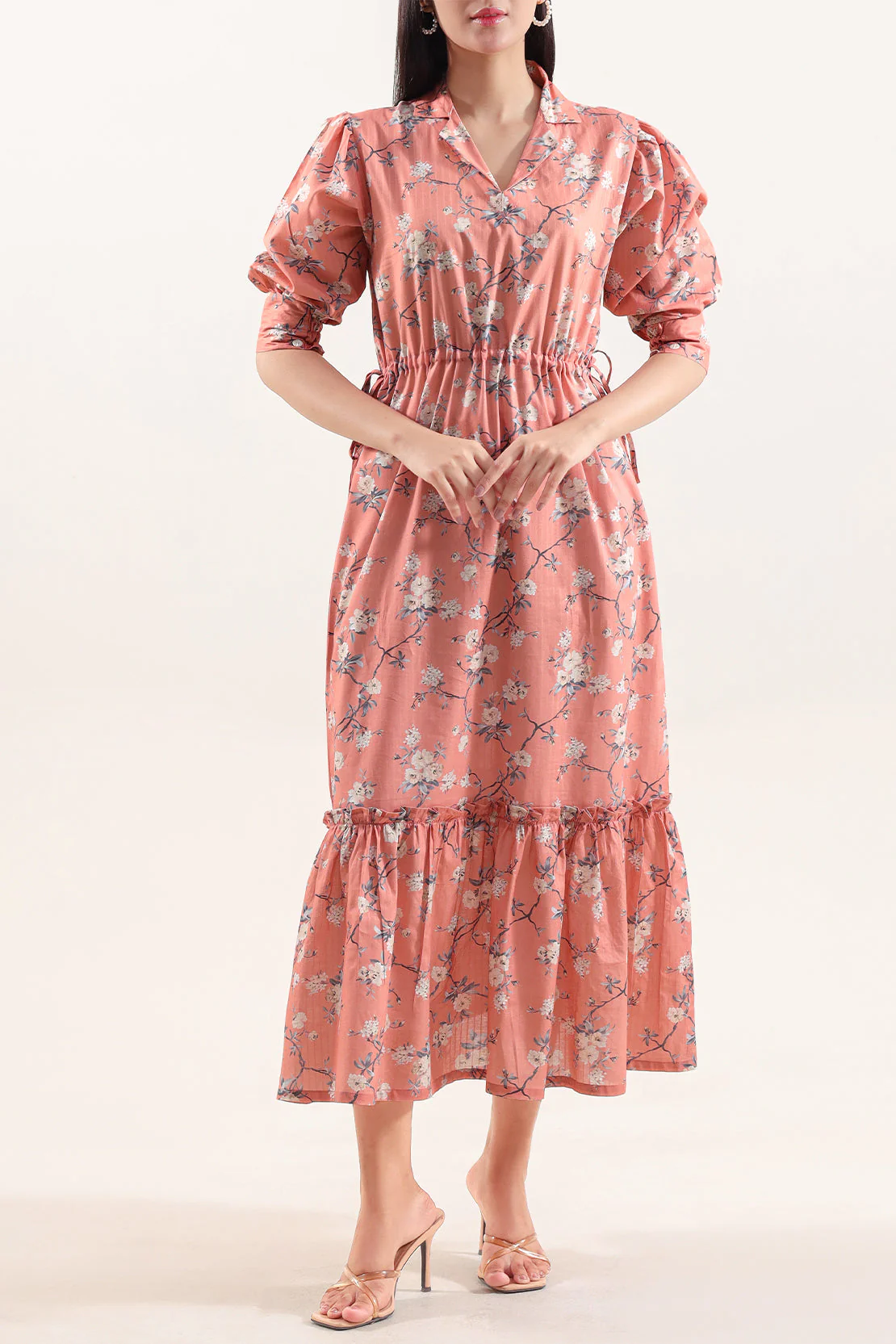Printed Self Strip Lawn Stitched Dress - Image 5