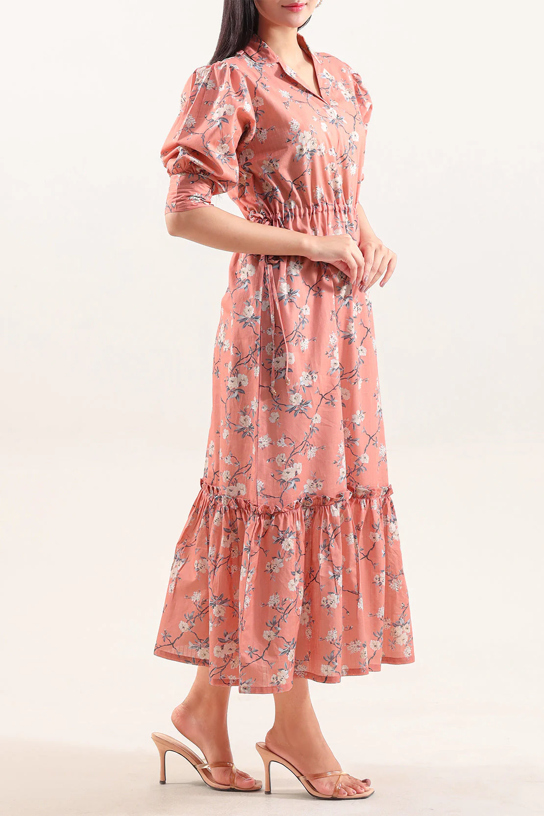 Printed Self Strip Lawn Stitched Dress - Image 6