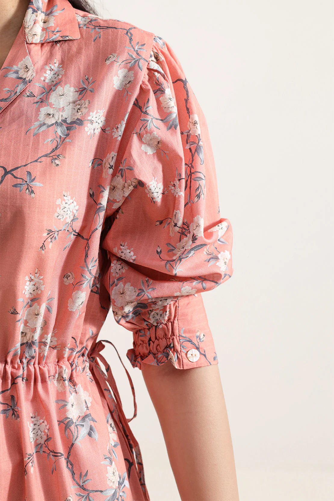 Printed Self Strip Lawn Stitched Dress - Image 7