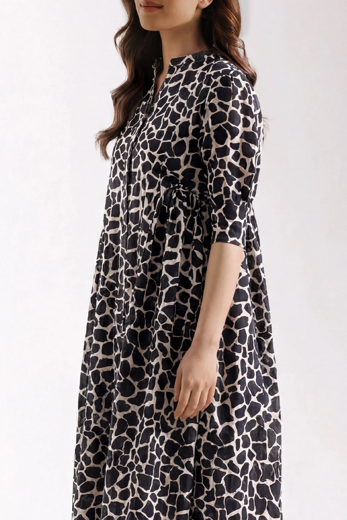 Printed Self Strip Lawn Stitched Dress - Image 3