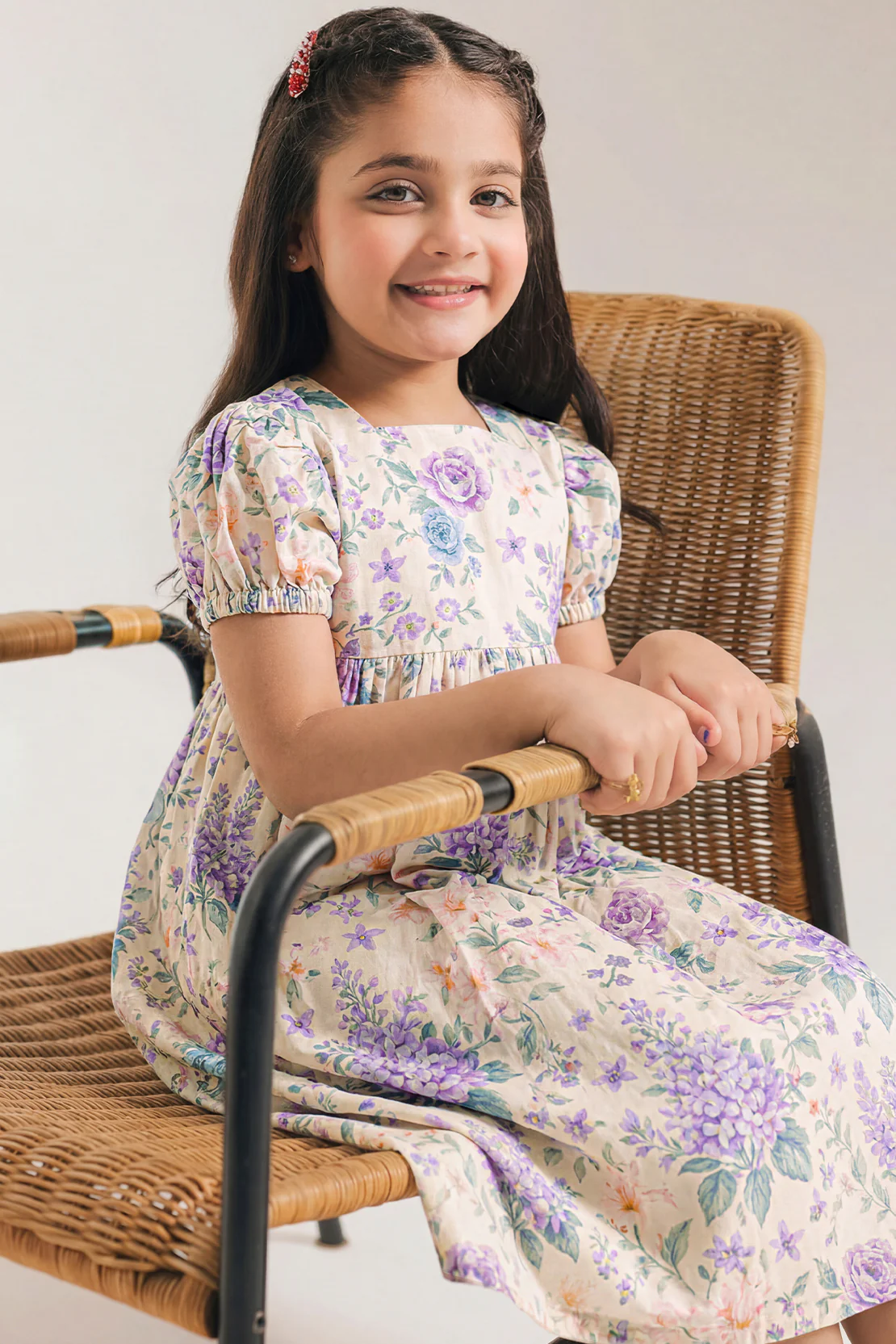 Printed Self Strip Lawn Stitched Shirt For Kids