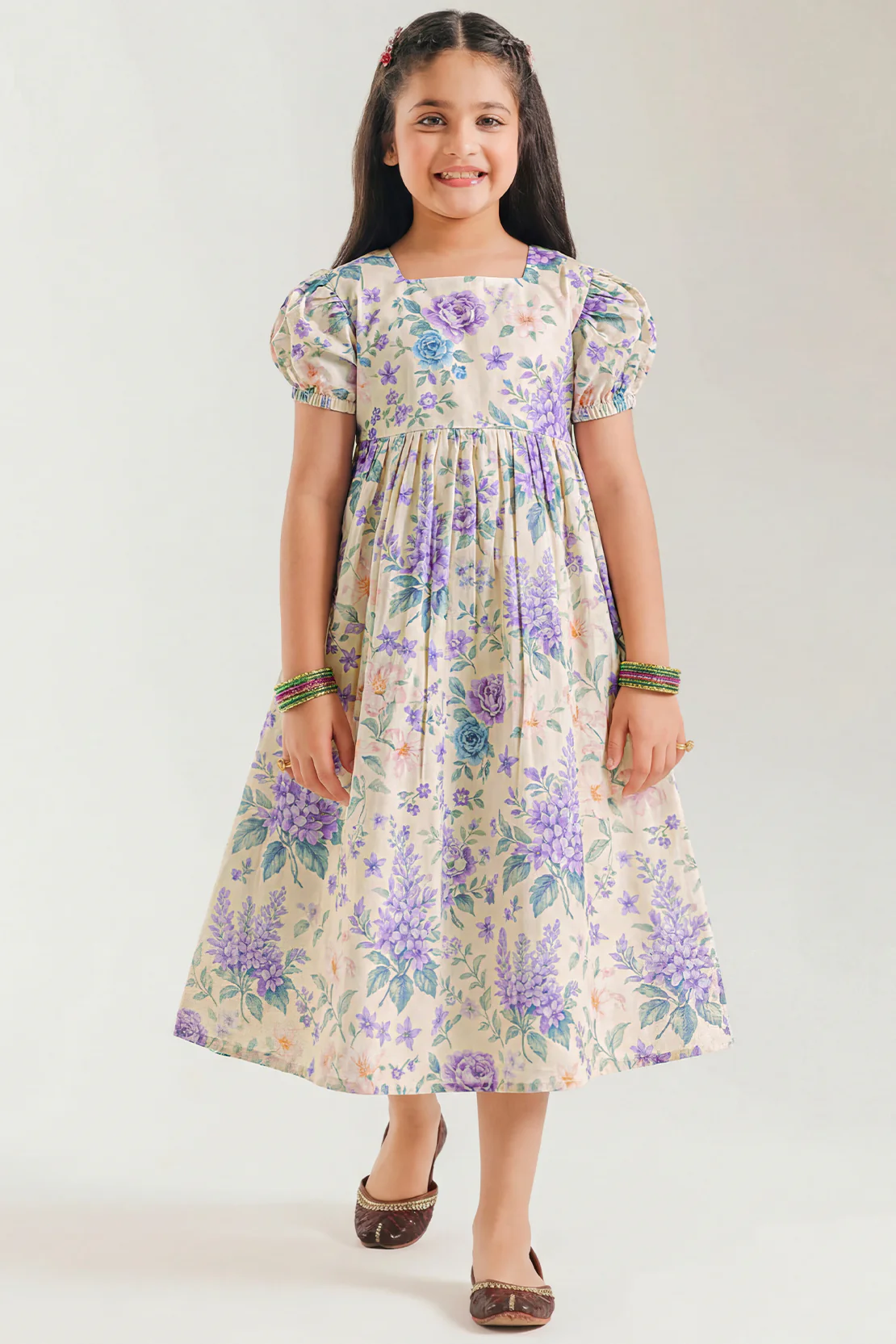 Printed Self Strip Lawn Stitched Shirt For Kids - Image 2
